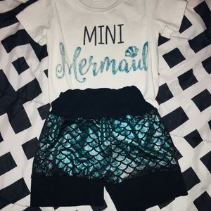 Mini mermaid onesie and shorts